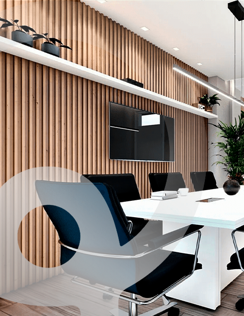 Projeto de interiores para ambiente corporativo moderno, realizado pela Architeq.